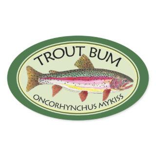 Trout Bum Fishing Oval Sticker