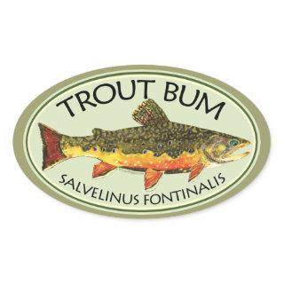 Trout Bum Fishing Oval Sticker