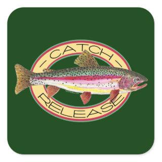Trout Catch & Release Fishing Square Sticker