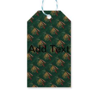 "Trout Fin" Trout Fly tiled wet fly on green       Gift Tags