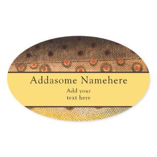 Trout fish vintage watercolor pattern  oval sticker