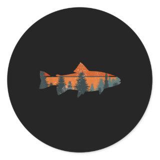 Trout Fly Fishing Nature Outdoor Fisherman Classic Round Sticker