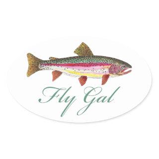 Trout Fly Fishing Oval Sticker