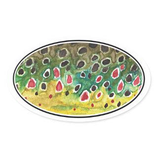 Trout Fly FIshing Oval Sticker