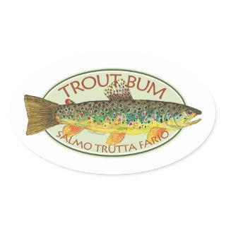 Trout Fly Fishing Oval Sticker