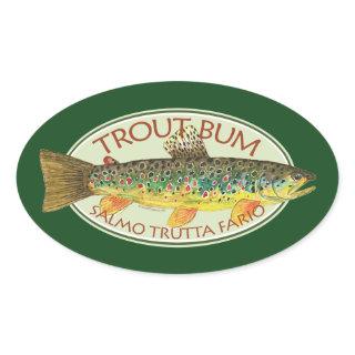 Trout Fly Fishing Oval Sticker