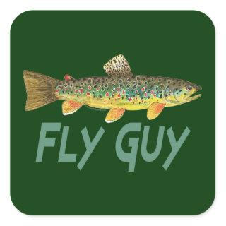 Trout Fly Fishing Square Sticker