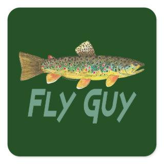 Trout Fly Fishing Square Sticker