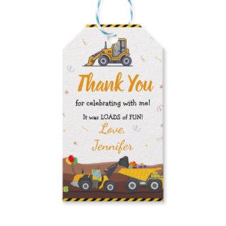 Truck Digger Under Construction Baby Birthday Gift Tags