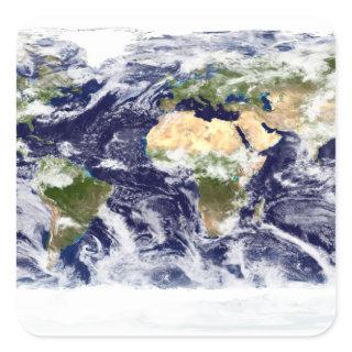 True-color image of the entire Earth Square Sticker