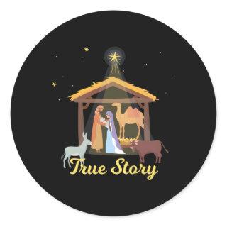 True Story Advent Nativity Scene North Star Classic Round Sticker