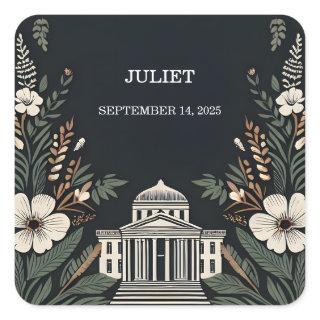 Truly Engaging 70s 80s Courthouse Bridal Shower Square Sticker