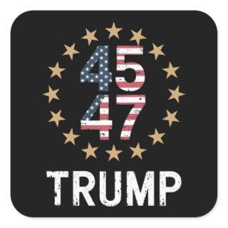 Trump 2024 Flag Take America Back Trump 45 47  Square Sticker