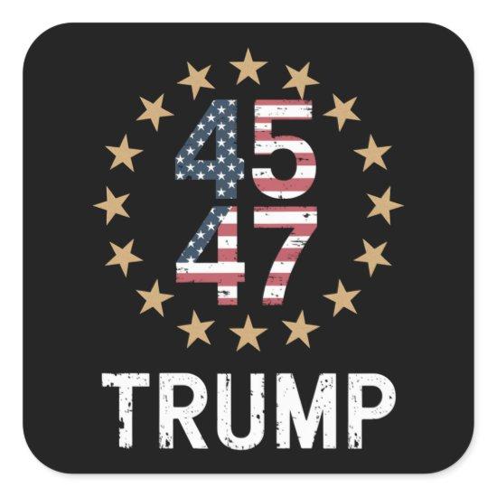 Trump 2024 Flag Take America Back Trump 45 47  Square Sticker