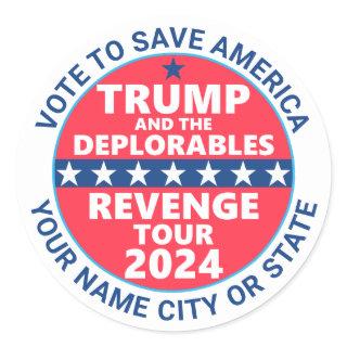 Trump 2024 Revenge Tour Deplorables Political Classic Round Sticker