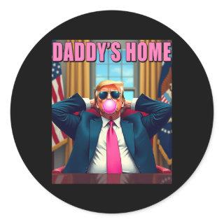 Trump 2024 Take America Back Daddy's Home Pink Bub Classic Round Sticker