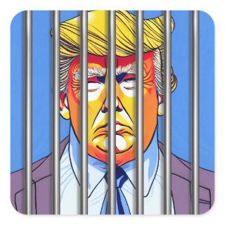 Trump in Jail Square Stickers