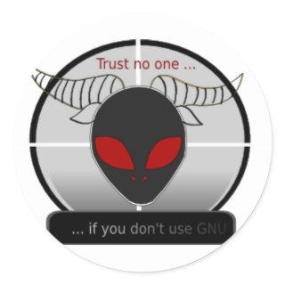 Trust in one. classic round sticker