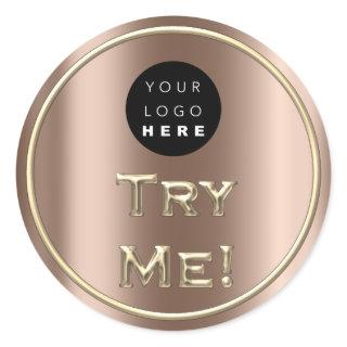 Try Bronze Logo Gold Tester Sample Container Classic Round Sticker