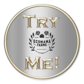 Try Coffee Logo Gold SilverTester Sample Container Classic Round Sticker