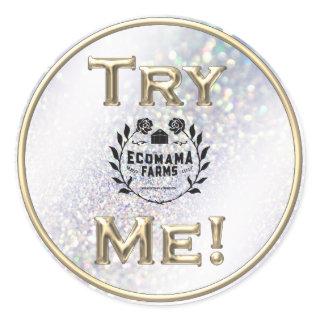 Try Me Logo Glitter Tester Sample Holographic Classic Round Sticker