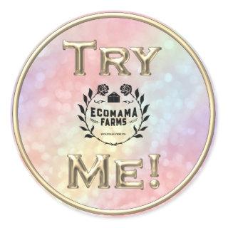Try Me Logo Golden Tester Sample Holographic Classic Round Sticker
