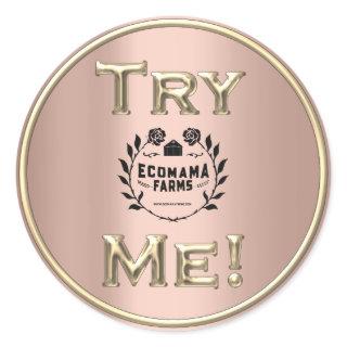 Try Me Logo Rose Gold Tester Sample Container Classic Round Sticker