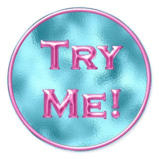 Try Me Ocean Pink Tester Sample Container Classic Round Sticker