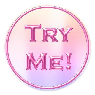 Try Me Ombre Pastel Pink Tester Sample Container Classic Round Sticker