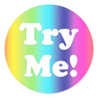 Try Me Rainbow Pink Tester Sample Container Classic Round Sticker