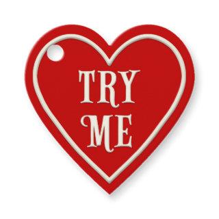 "Try Me" Red Heart Personalized Valentine's Day Favor Tags