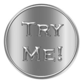 Try Me Rose Gray Silver Tester Sample Container Classic Round Sticker