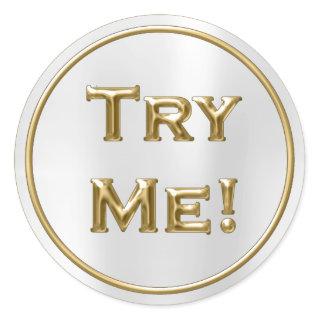 Try Me Silver Gold For Tester Sample Container Lux Classic Round Sticker