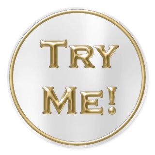 Try Me Silver Gold For Tester Sample Container Lux Classic Round Sticker