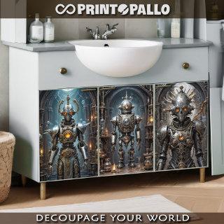Tryptic Retrofuturistic steampunk robots  Sheets