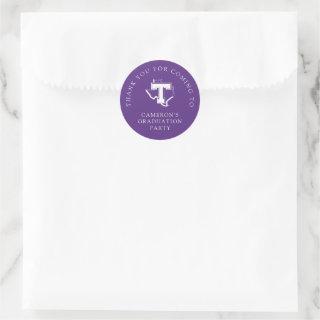 TSU | Bold Purple T Over Texas Classic Round Sticker