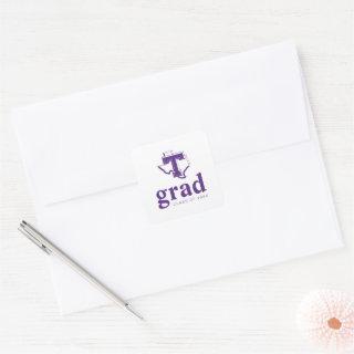 TSU | Bold Purple T Over Texas Square Sticker