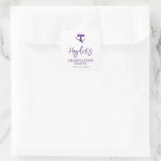 TSU | Bold Purple T Over Texas Square Sticker