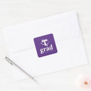 TSU | Bold Purple T Over Texas Square Sticker