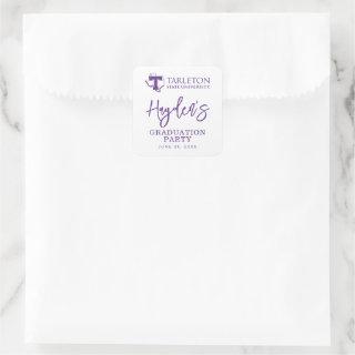 TSU | Purple T & Texas with Text Square Sticker