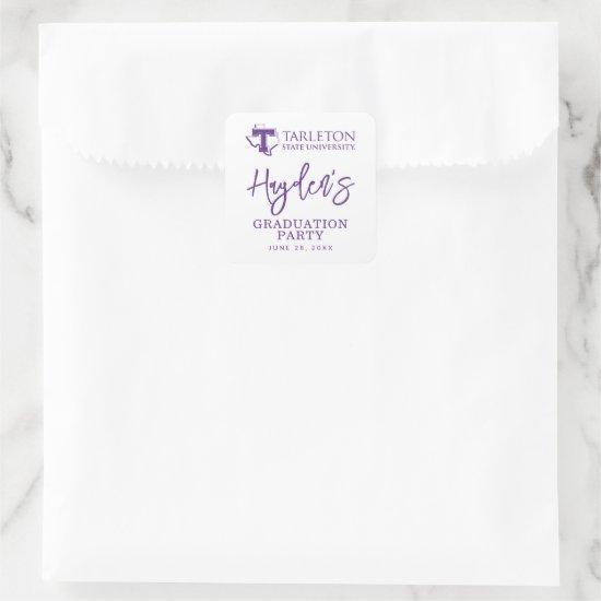 TSU | Purple T & Texas with Text Square Sticker