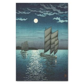 Tsuchiya Koitsu - Boats at Shinagawa, Night Tissue Paper
