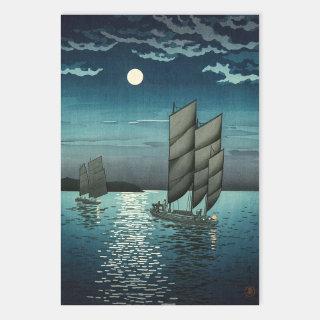 Tsuchiya Koitsu - Boats at Shinagawa, Night  Sheets