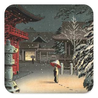 Tsuchiya Koitsu - Snow at Nezu Shrine Square Sticker