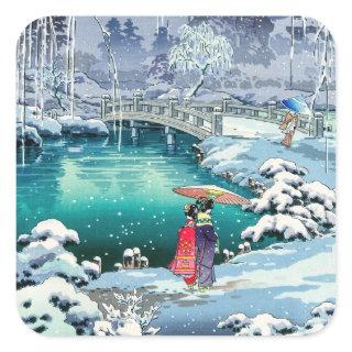 Tsuchiya Koitsu - Spring Snow at Maruyama Square Sticker