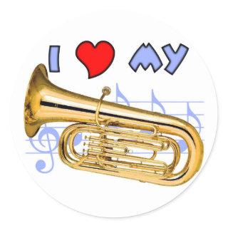 Tuba Love Classic Round Sticker
