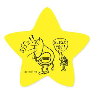Tuba Sneeze Border Star Sticker