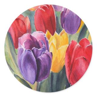 Tulip rainbow classic round sticker