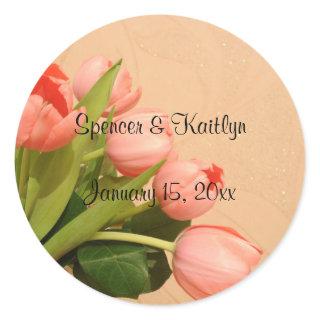 Tulips - Bouquet of Peach-Colored Tulips Classic Round Sticker