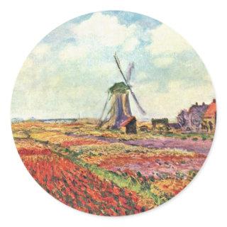 Tulips From Holland By Claude Monet Classic Round Sticker